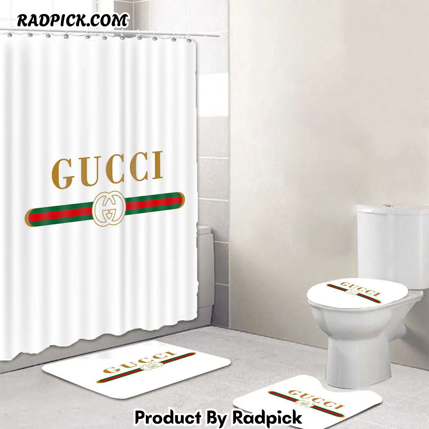 Gucci italy luxury bath mat sets white and gold bath mat sets shower curtain  rp387748